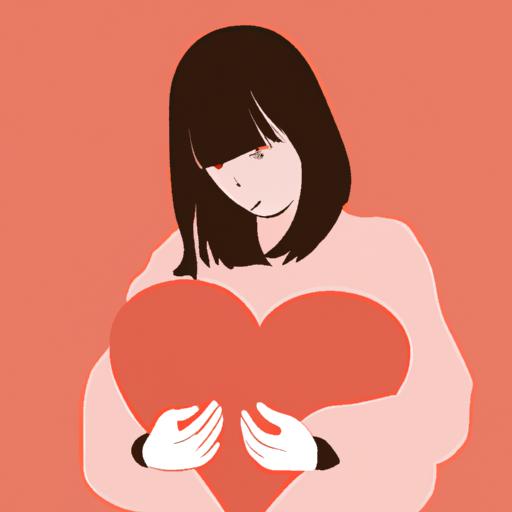 Minh họa của một người phụ nữ giữ trái tim và có biểu cảm buồn