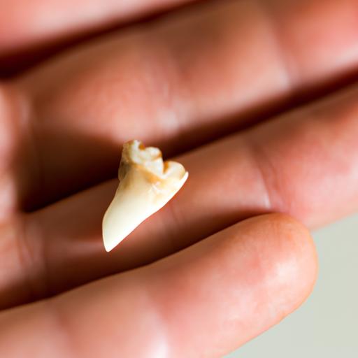 Một người cầm một chiếc răng bị gãy trong tay