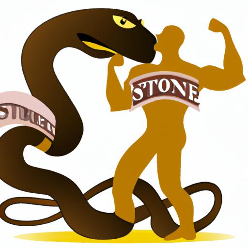 Một con rắn bị đánh bại bởi một người biểu trưng cho sức mạnh và chiến thắng.