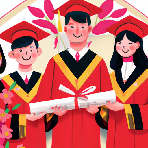 Hạnh phúc gia đình kỷ niệm lễ tốt nghiệp đại học, tượng trưng cho lợi ích của đầu tư 529 Kim Ngưu.