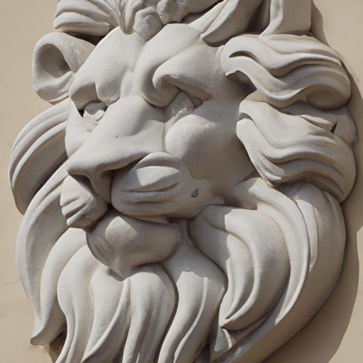 Một bức tranh hoặc tác phẩm điêu khắc thể hiện ký hiệu sư tử.
