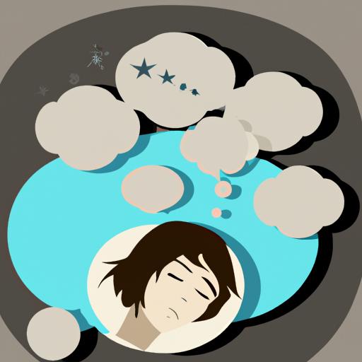 Một người đang ngủ yên bình với một ô suy nghĩ hiển thị các ký hiệu của giấc mơ khác nhau.