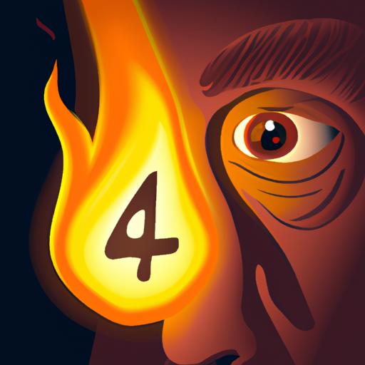 Người đang nhìn vào ngọn lửa với số cụ thể được phản chiếu trong mắt